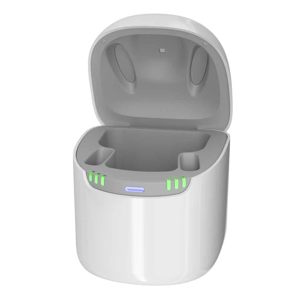 Signia Dry & Clean Charger 1 er en oplder der også tørrer og renser dine høreapparater