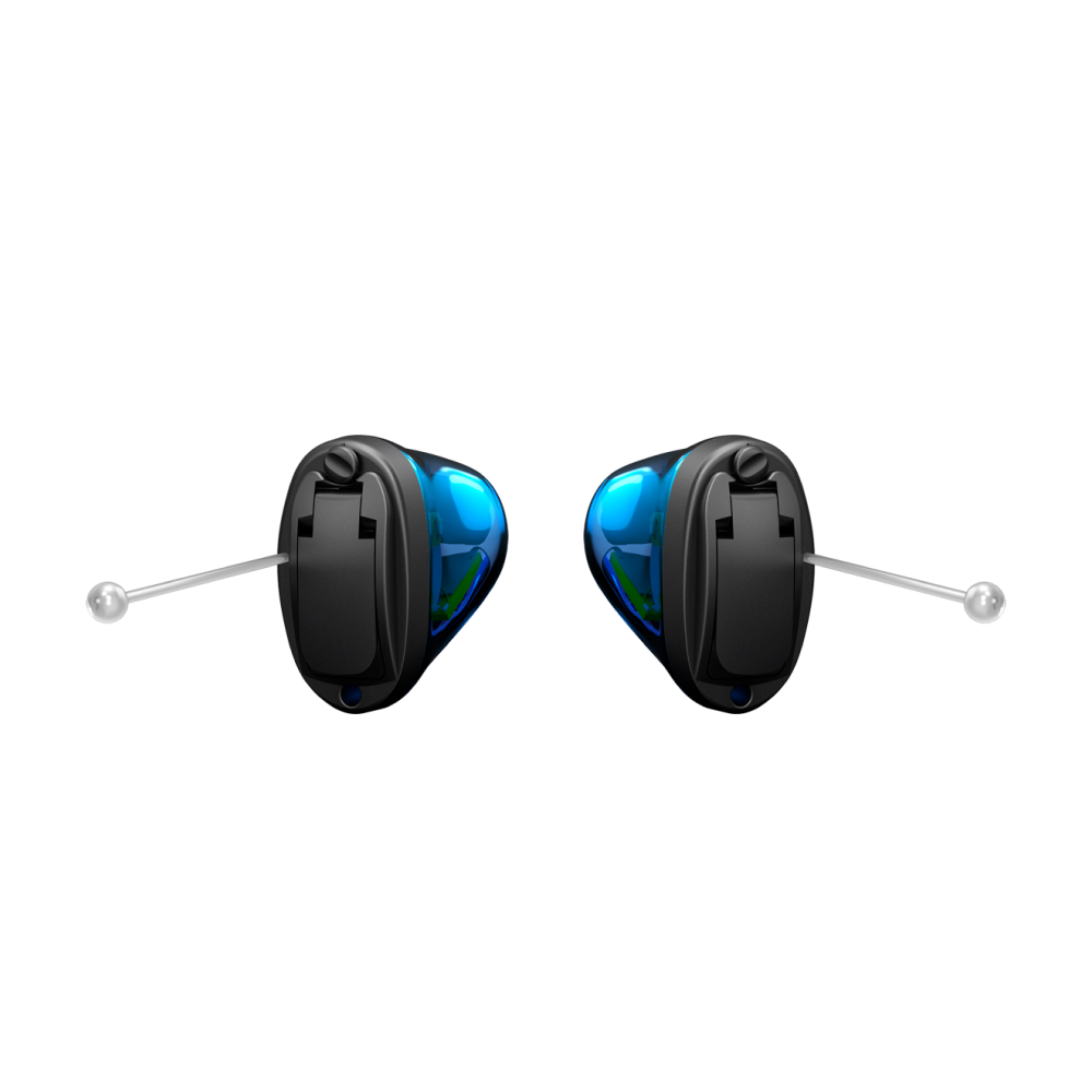 Oticon Own SI IIC Black Blue Transparent Pair